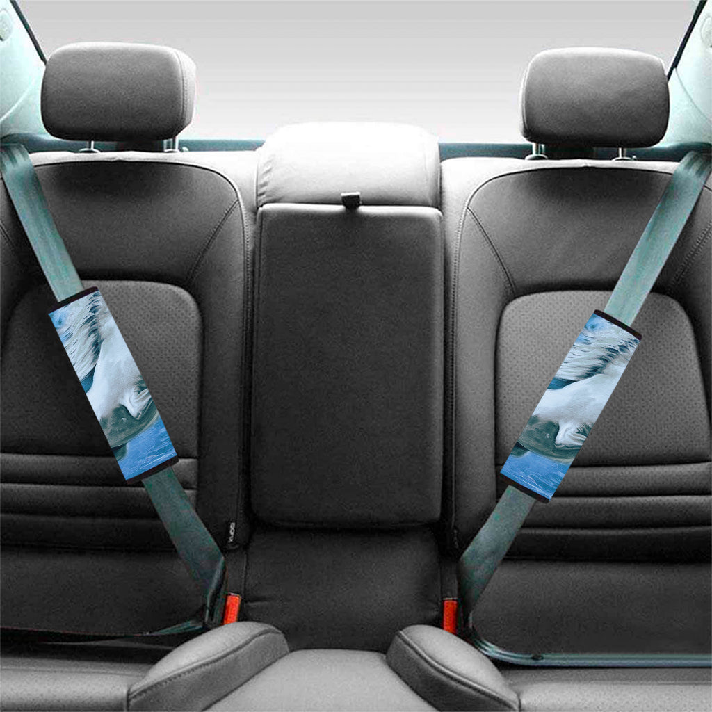 White Horse Painting Print Car Seat Belt Covers