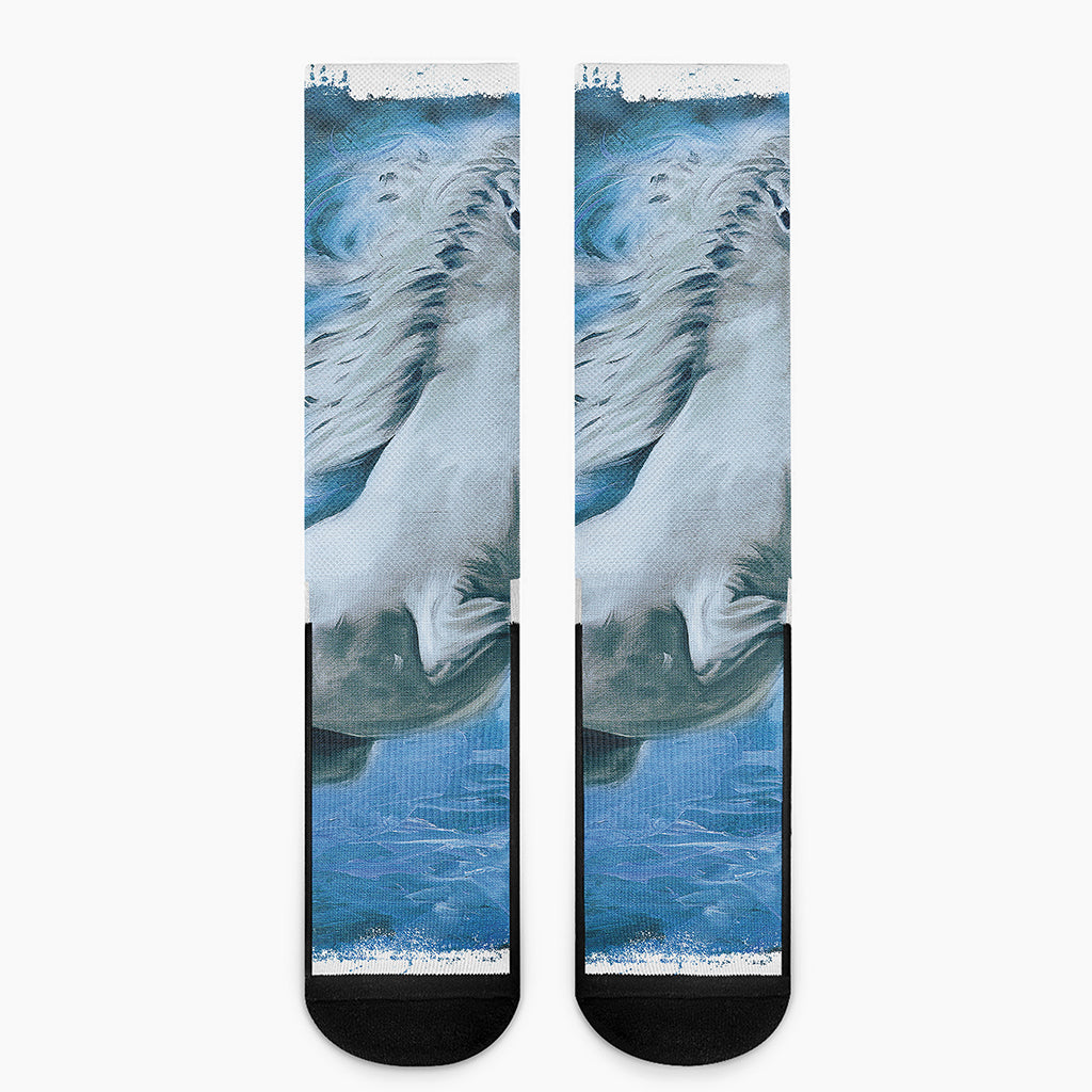 White Horse Painting Print Crew Socks