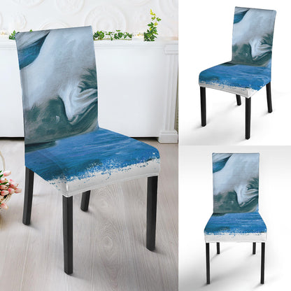 White Horse Painting Print Dining Chair Slipcover