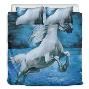 White Horse Painting Print Duvet Cover Bedding Set