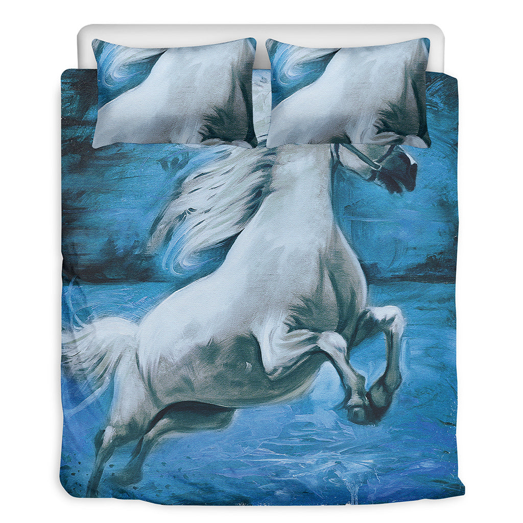 White Horse Painting Print Duvet Cover Bedding Set