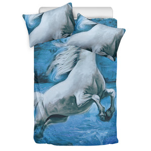 White Horse Painting Print Duvet Cover Bedding Set