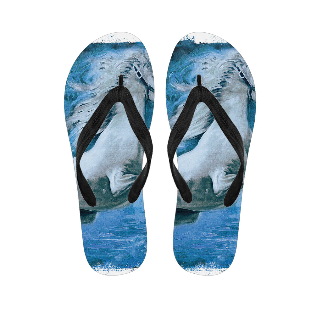 White Horse Painting Print Flip Flops