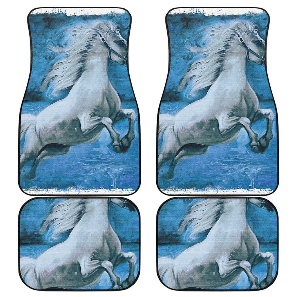 White Horse Painting Print Front and Back Car Floor Mats