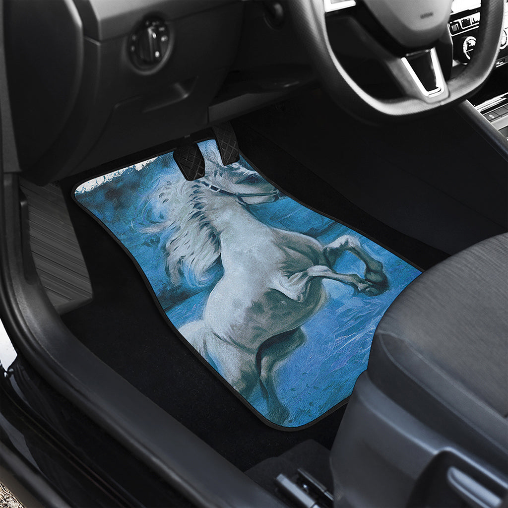 White Horse Painting Print Front and Back Car Floor Mats