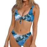 White Horse Painting Print Front Bow Tie Bikini