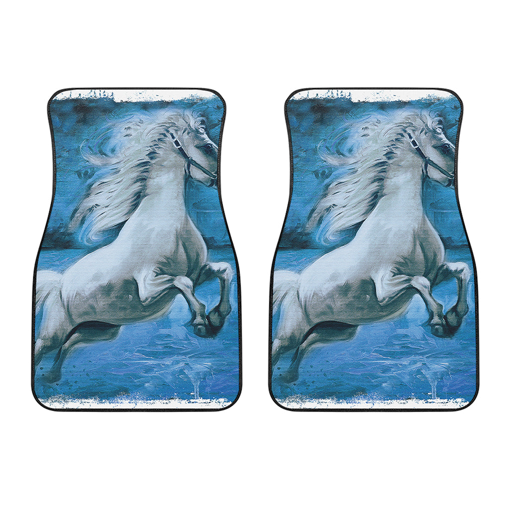 White Horse Painting Print Front Car Floor Mats