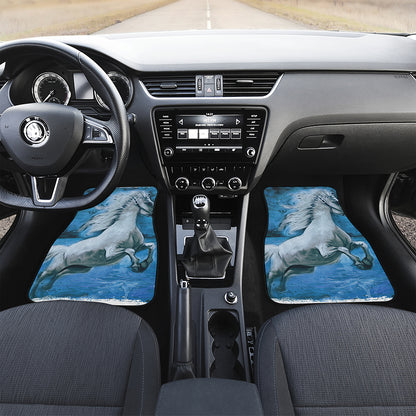 White Horse Painting Print Front Car Floor Mats
