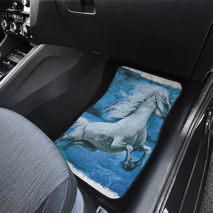 White Horse Painting Print Front Car Floor Mats