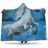 White Horse Painting Print Hooded Blanket
