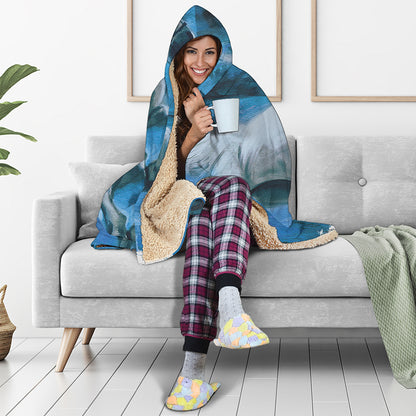 White Horse Painting Print Hooded Blanket