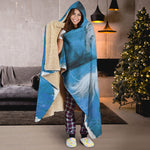 White Horse Painting Print Hooded Blanket