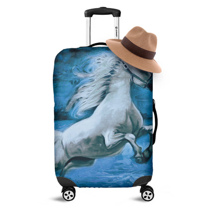 White Horse Painting Print Luggage Cover