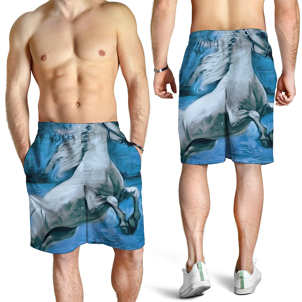 White Horse Painting Print Men's Shorts