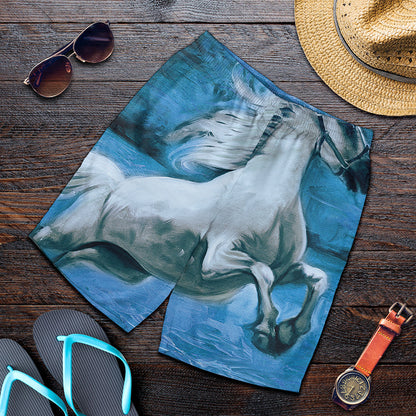 White Horse Painting Print Men's Shorts
