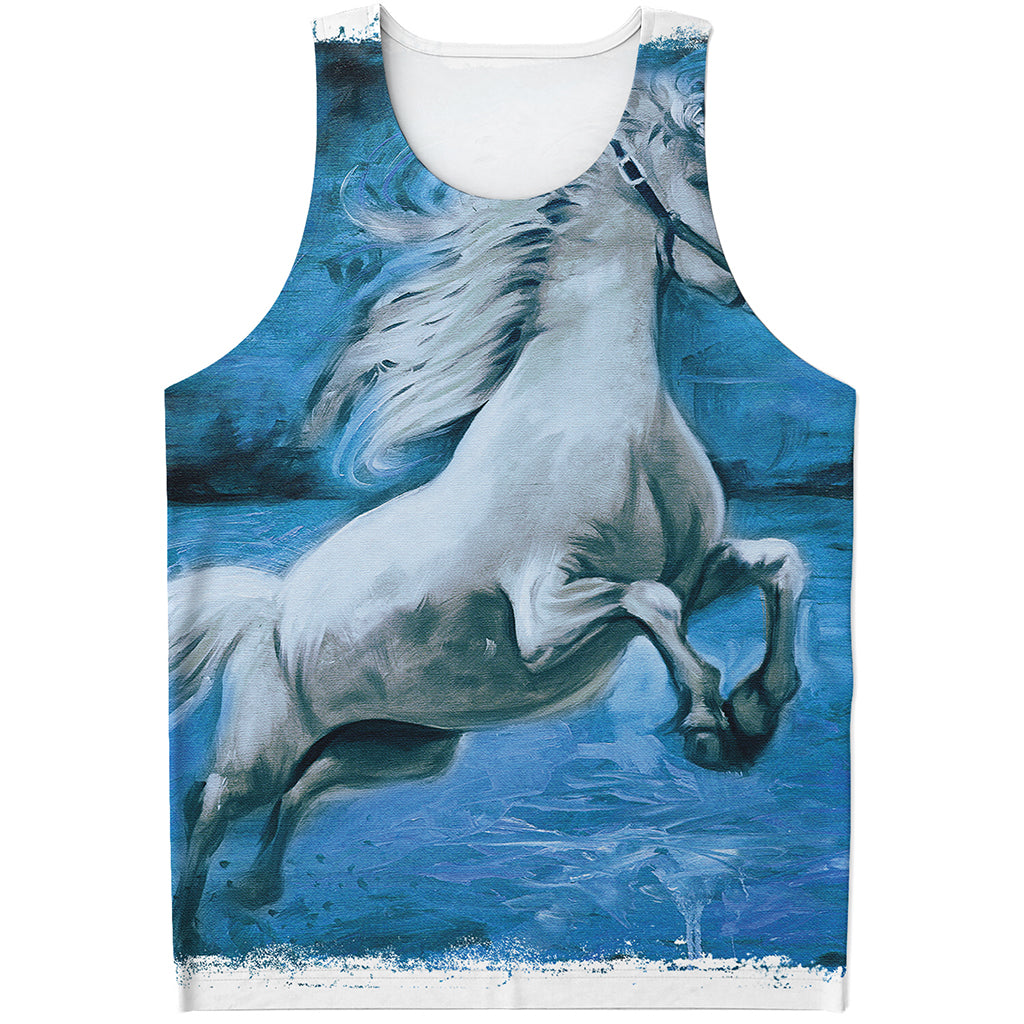 White Horse Painting Print Men's Tank Top