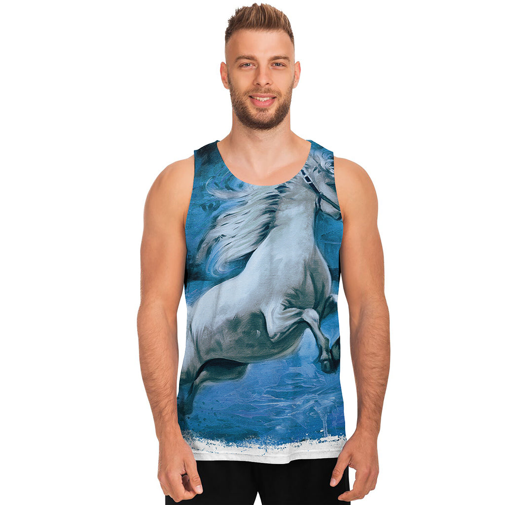 White Horse Painting Print Men's Tank Top