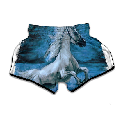 White Horse Painting Print Muay Thai Boxing Shorts
