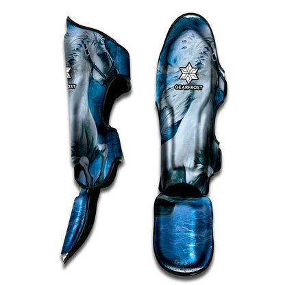 White Horse Painting Print Muay Thai Shin Guard