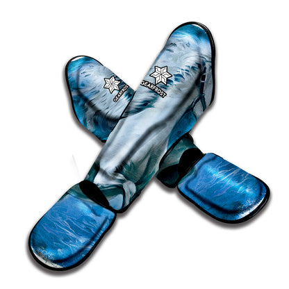 White Horse Painting Print Muay Thai Shin Guard
