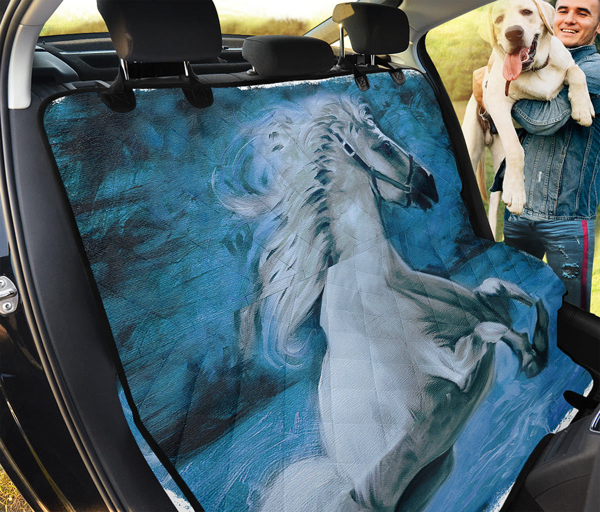 White Horse Painting Print Pet Car Back Seat Cover