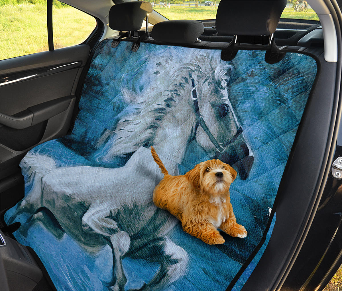 White Horse Painting Print Pet Car Back Seat Cover