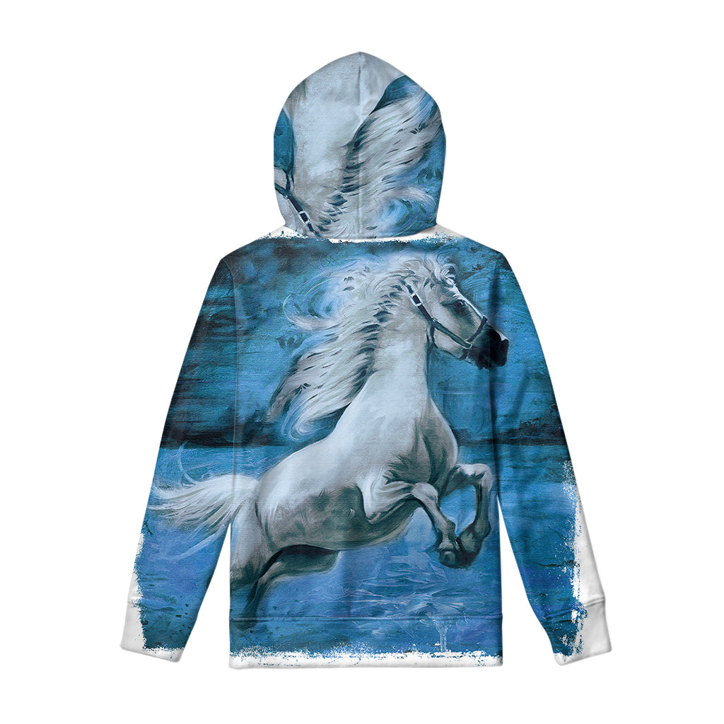 White Horse Painting Print Pullover Hoodie