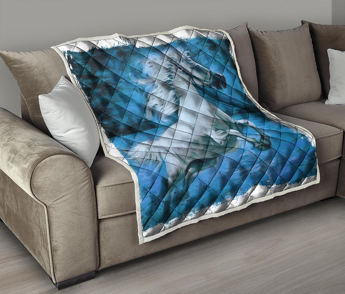 White Horse Painting Print Quilt