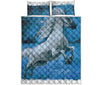 White Horse Painting Print Quilt Bed Set