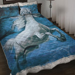 White Horse Painting Print Quilt Bed Set