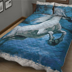White Horse Painting Print Quilt Bed Set