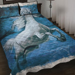 White Horse Painting Print Quilt Bed Set