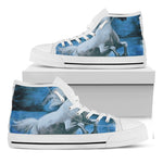 White Horse Painting Print White High Top Shoes