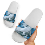 White Horse Painting Print White Slide Sandals
