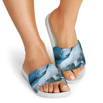 White Horse Painting Print White Slide Sandals