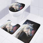 White Horse Portrait Print 3 Piece Bath Mat Set
