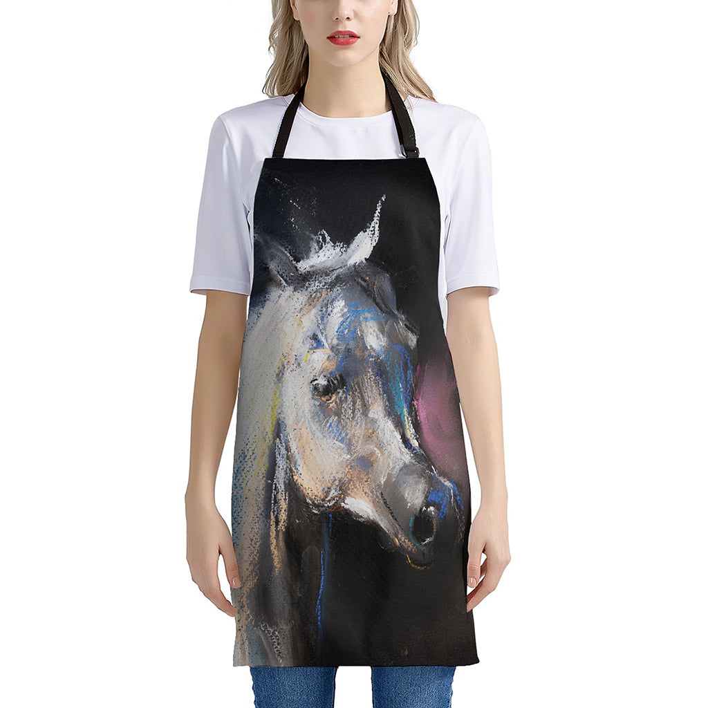 White Horse Portrait Print Apron