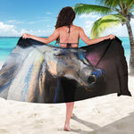 White Horse Portrait Print Beach Sarong Wrap