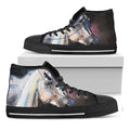 White Horse Portrait Print Black High Top Sneakers