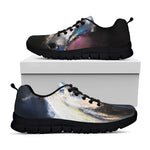 White Horse Portrait Print Black Sneakers