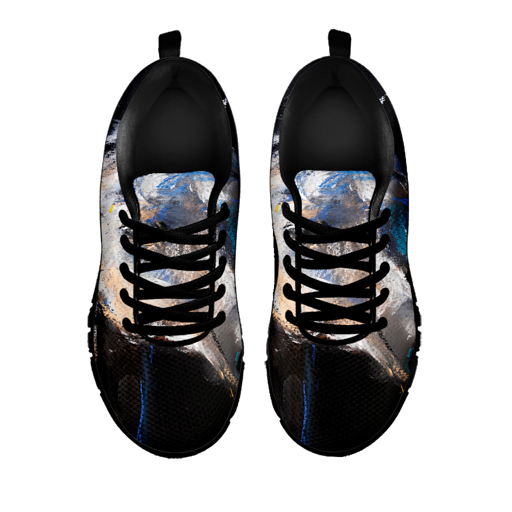 White Horse Portrait Print Black Sneakers