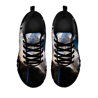 White Horse Portrait Print Black Sneakers