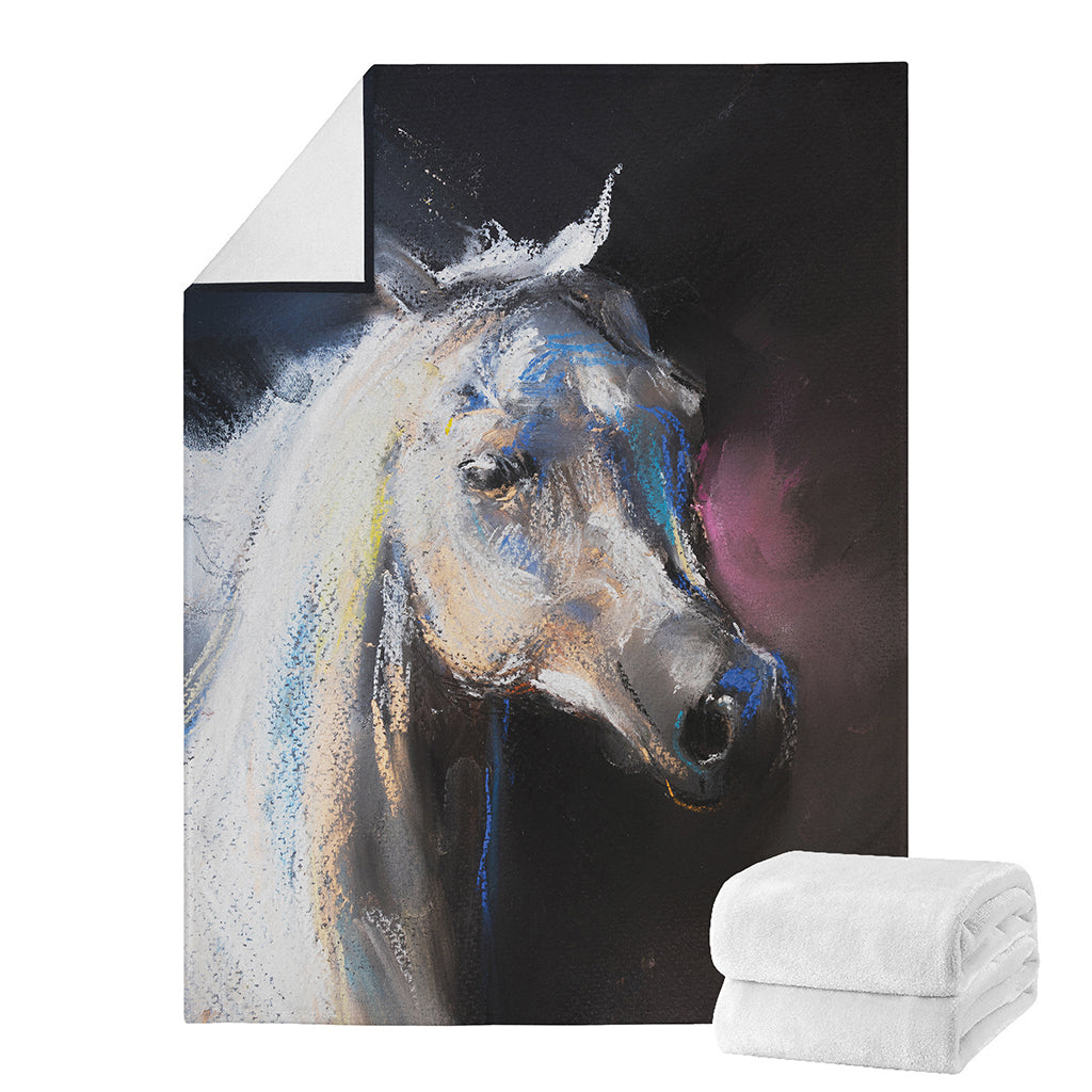 White Horse Portrait Print Blanket