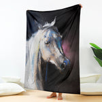 White Horse Portrait Print Blanket