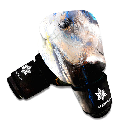 White Horse Portrait Print Boxing Gloves