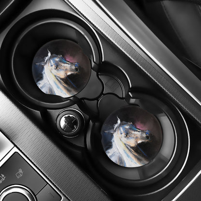 White Horse Portrait Print Car Coasters