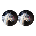 White Horse Portrait Print Car Coasters