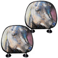 White Horse Portrait Print Car Headrest Covers