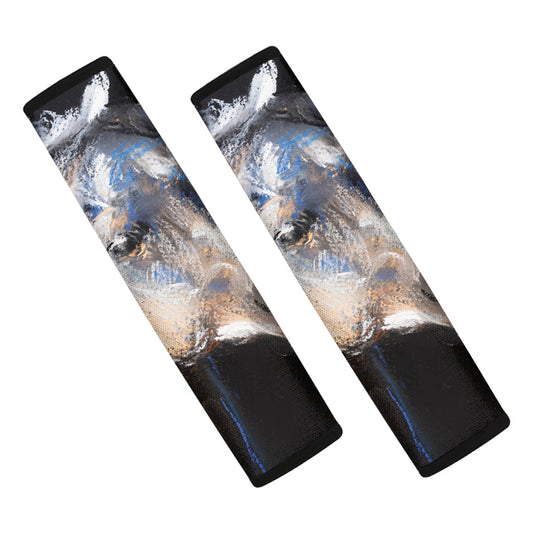 White Horse Portrait Print Car Seat Belt Covers