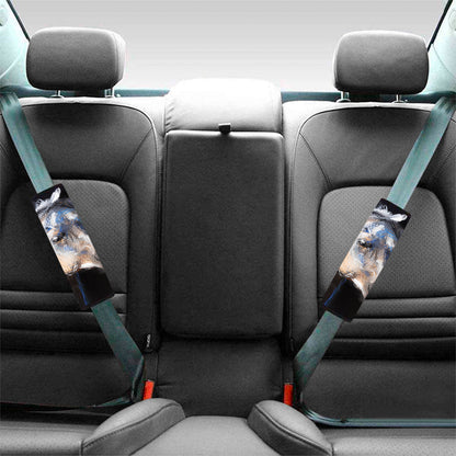 White Horse Portrait Print Car Seat Belt Covers